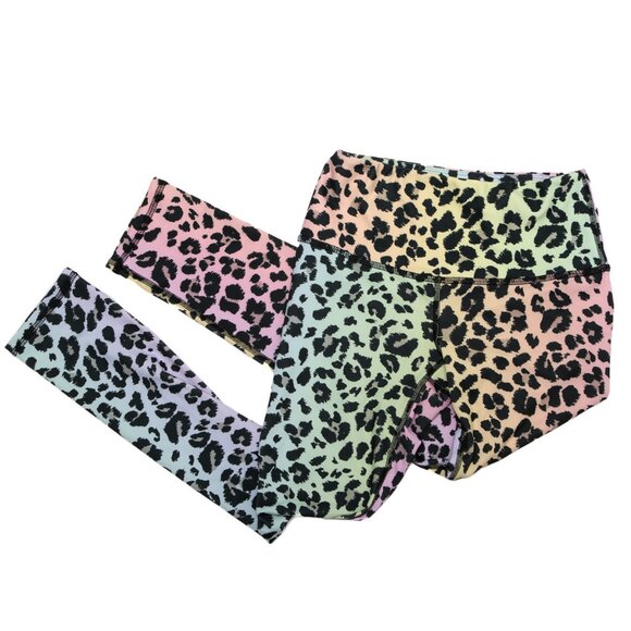 Noli Active Leggings Yoga Leopard Animal Print Rainbow Ombre Stretch Crop Tights - Picture 2 of 6